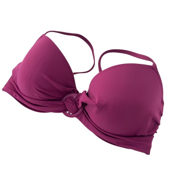 Shade And Shore Womens 36D Pink Magenta Underwire Bikini Top Twist Ring Detail - Picture 8 of 10